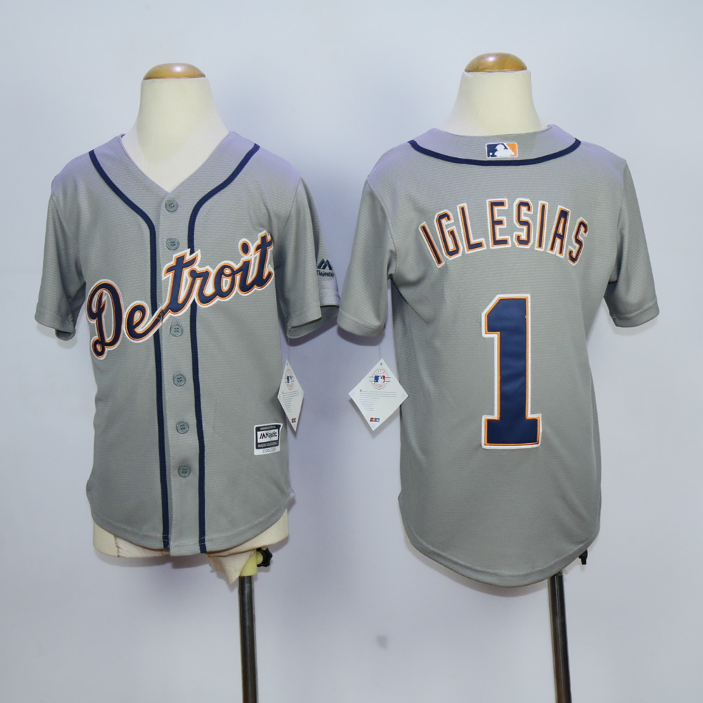 Youth Detroit Tigers #1 Iglesias Grey MLB Jerseys->youth mlb jersey->Youth Jersey